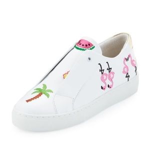 HERE/NOW Kamea Beach Embroidered Leather Sneakers